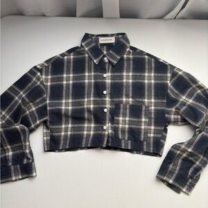 Goodnight Macaroon Blue and‎ White Checkered Top